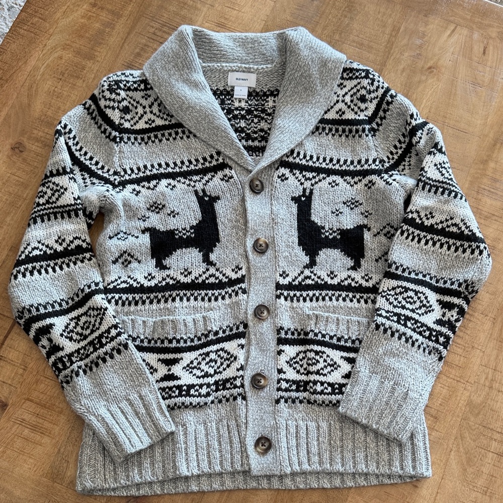 Old Navy Gray and Black Shawl Collar Cardigan